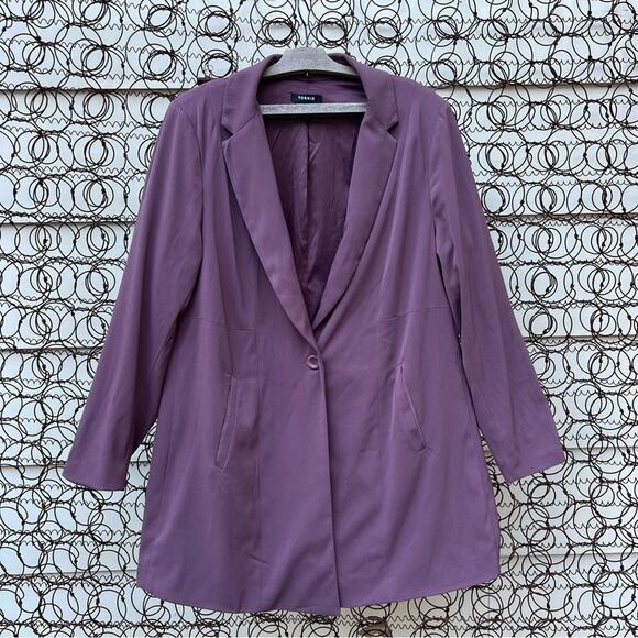 Torrid Drape front Blazer Single Button Mauve Purple Flint Size 2 item 11925875 - Picture 2 of 10